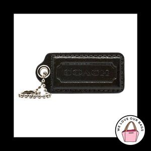 2.25" COACH Army Green Patent Leather Nickel Key Fob Bag Charm Keychain Hang Tag